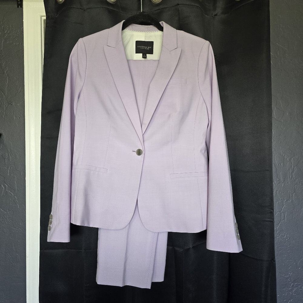SET Lilac Purple Banana Republic Wool Blazer Set With Pants - Size 8 Blazer Set